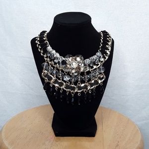 Faux Crystal Beaded Teardrop Chain Necklace